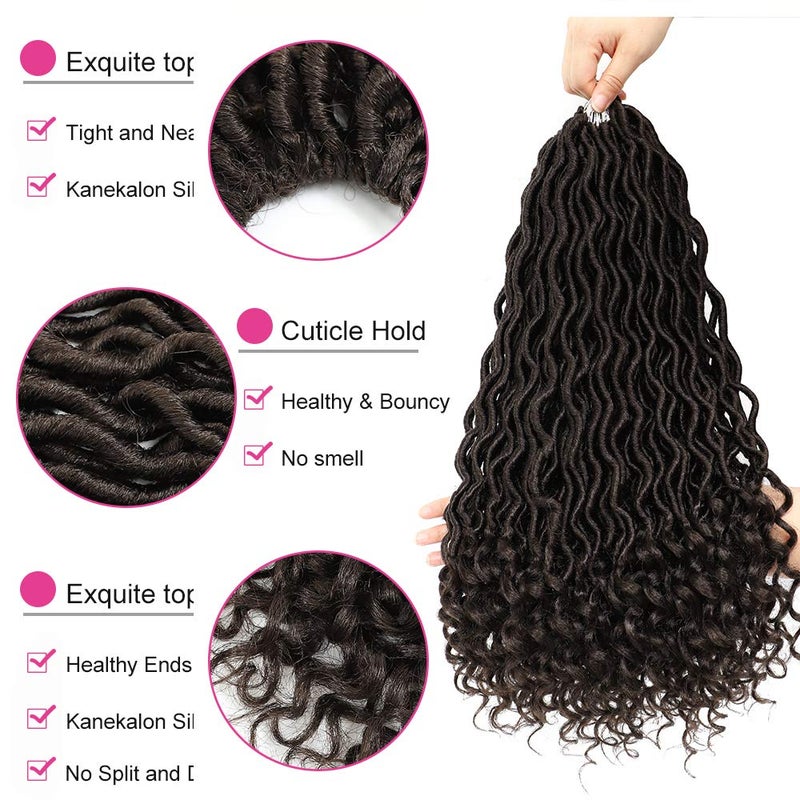 Ali Bling 6 Packs Goddess Locs Crochet Hair Wavy Curly Faux Locs Crochet Braids Synthetic Hair Extensions Crochet Low Temperature Braiding Hair Deep Wave Braiding Hair With Curly Soft (14" 6 Packs-4) - Image 5
